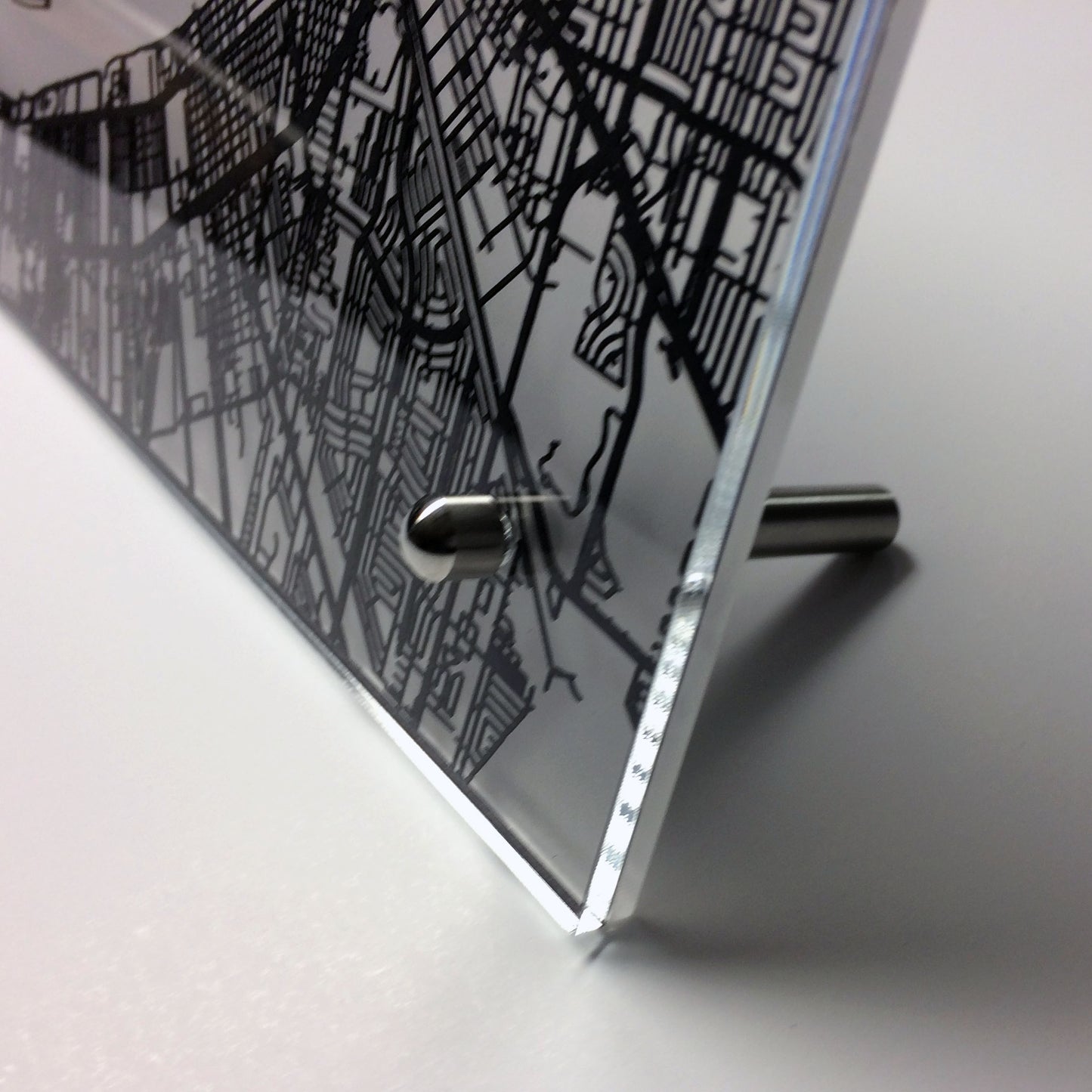 New Orleans LA laser cut desk map - CarbonLight