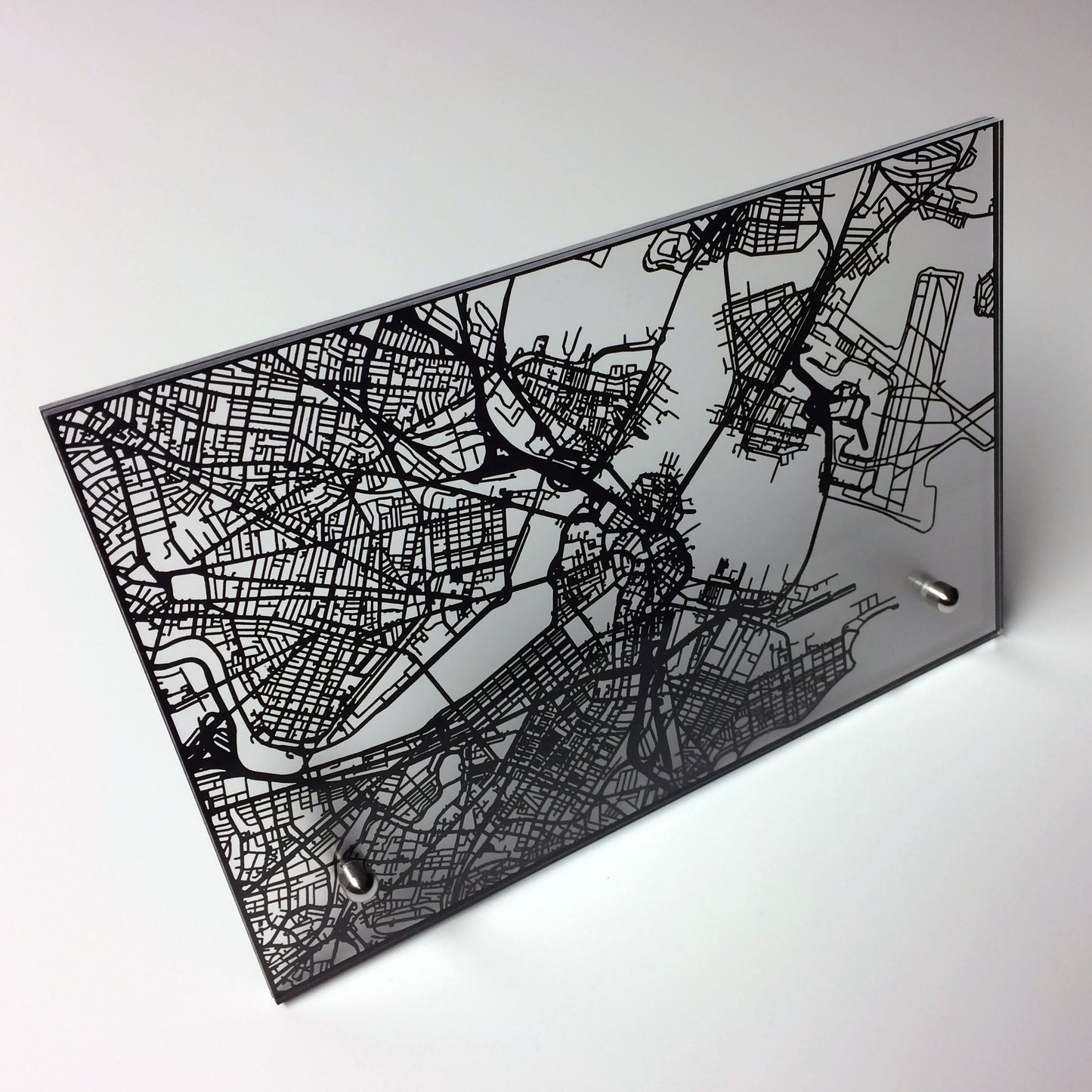 Boston laser cut desk map - CarbonLight