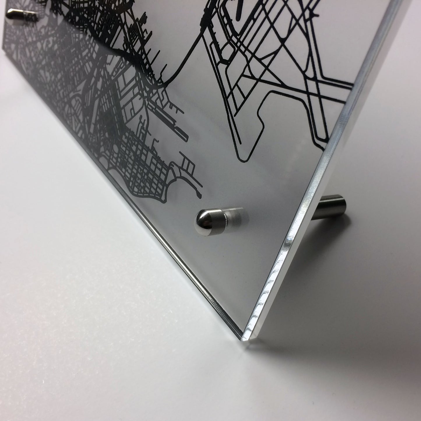 Boston laser cut desk map - CarbonLight