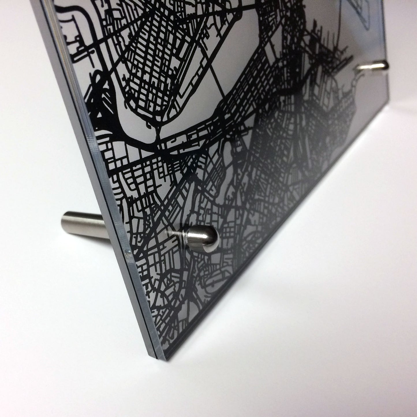 Boston laser cut desk map - CarbonLight