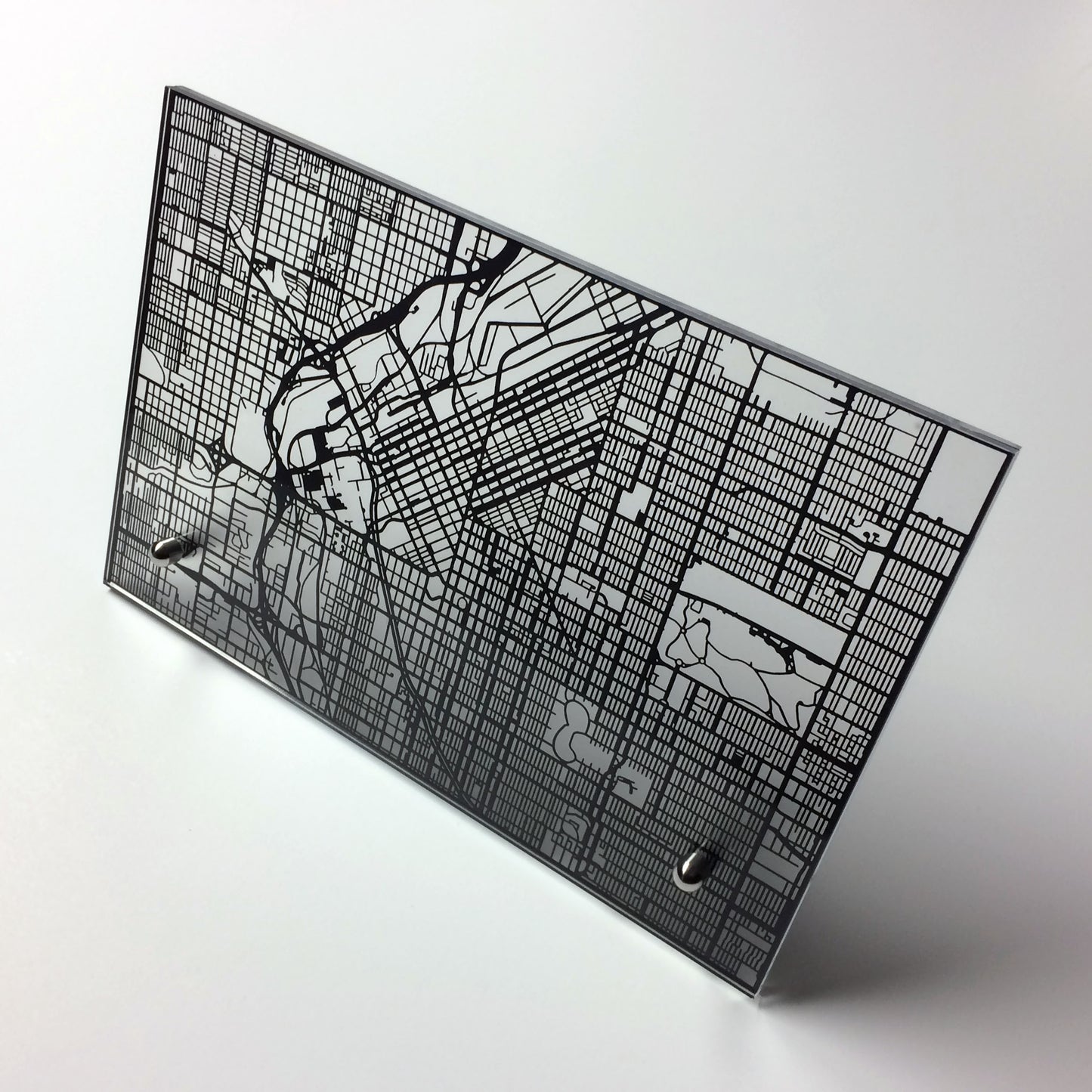Denver CO laser cut desk map - CarbonLight