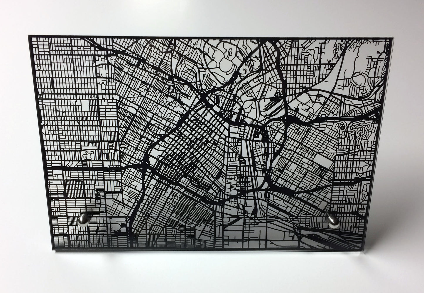 Los Angeles CA laser cut desk map - CarbonLight
