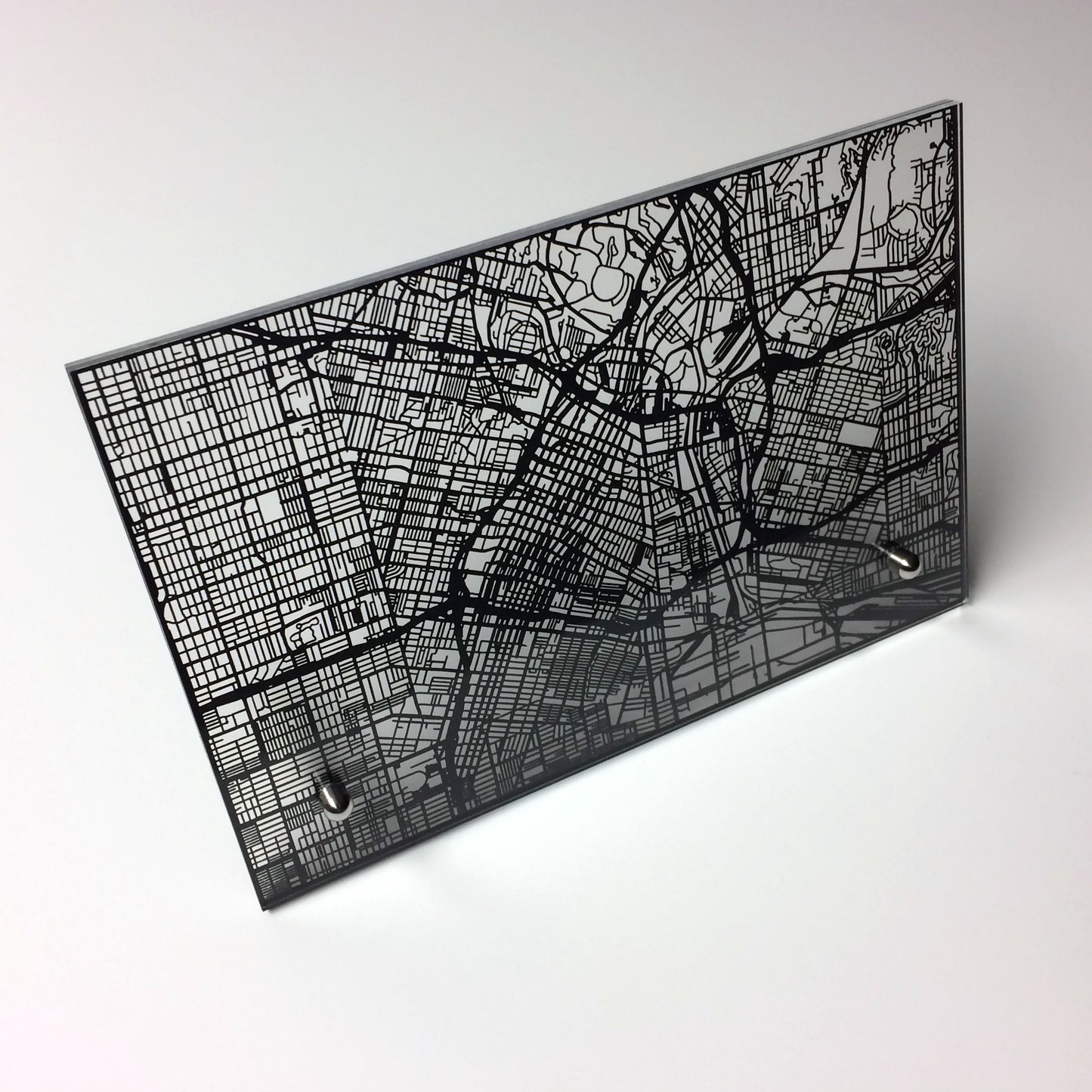 Los Angeles CA laser cut desk map - CarbonLight