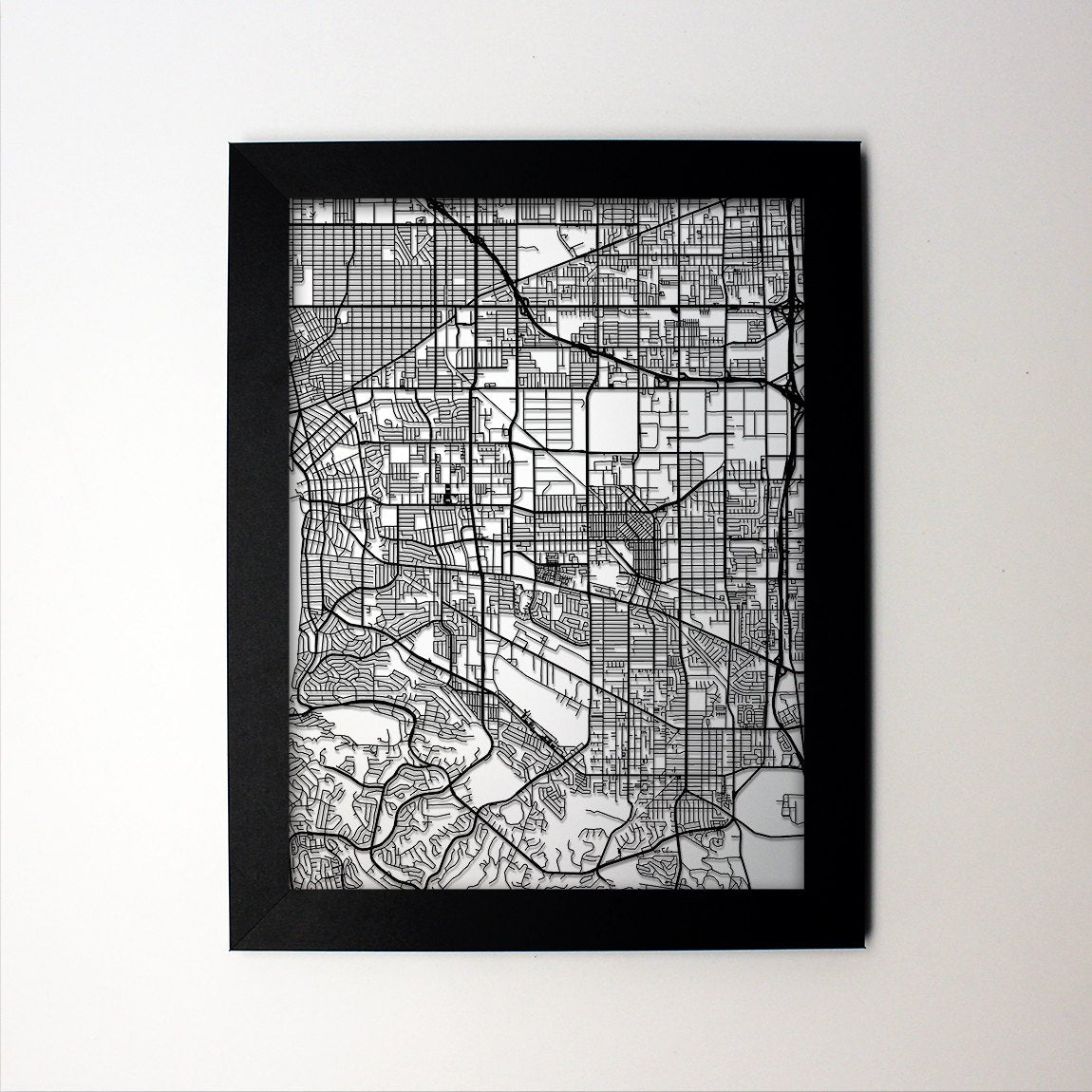 Torrence California framed laser cut map - CarbonLight
