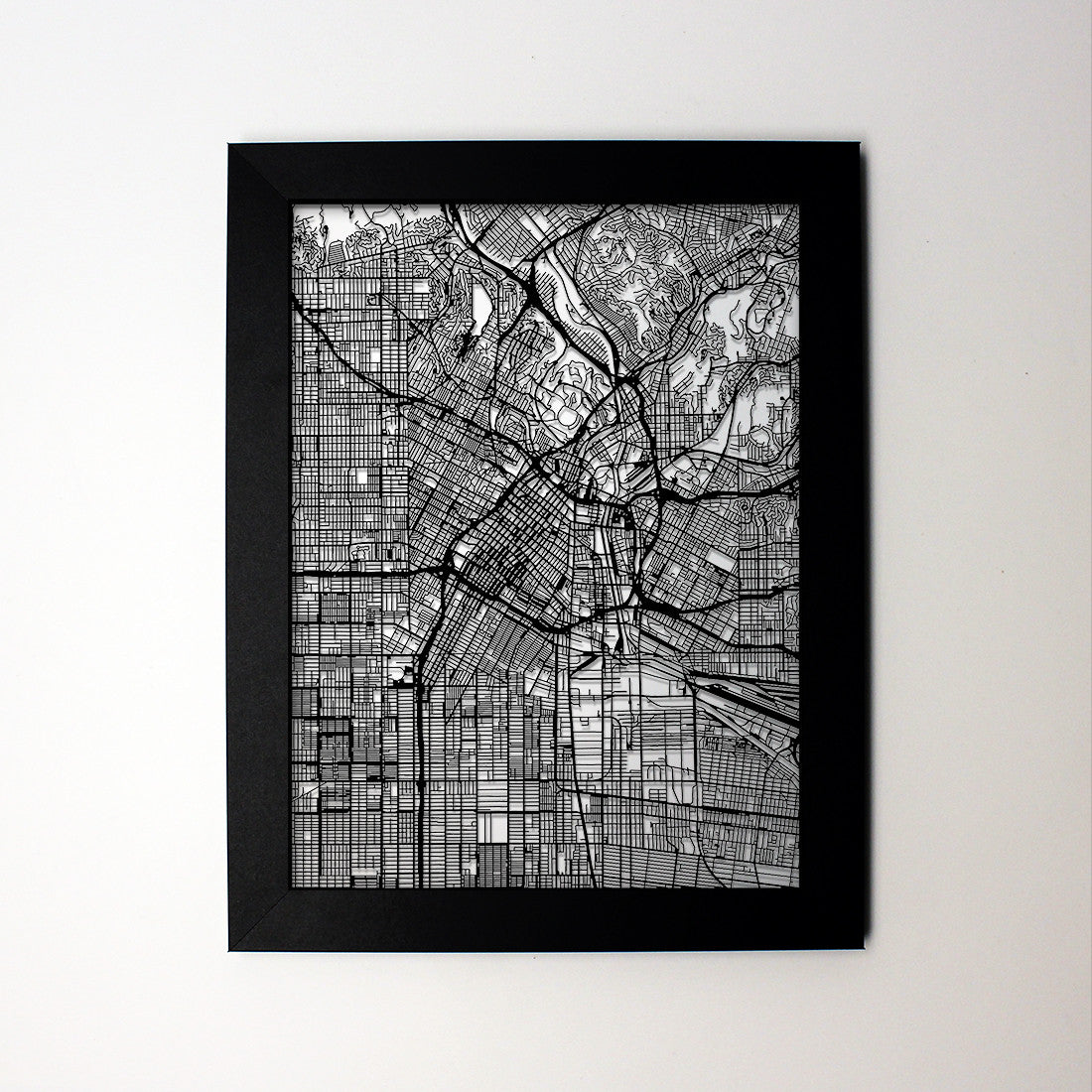 Los Angeles CA laser cut wall map - CarbonLight