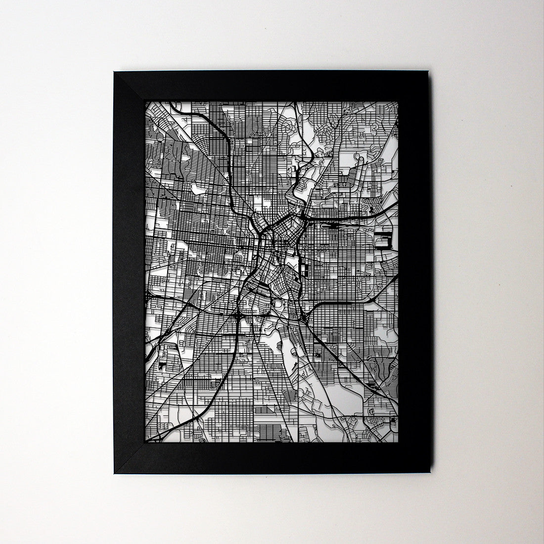 San Antonio TX laser cut wall map - CarbonLight