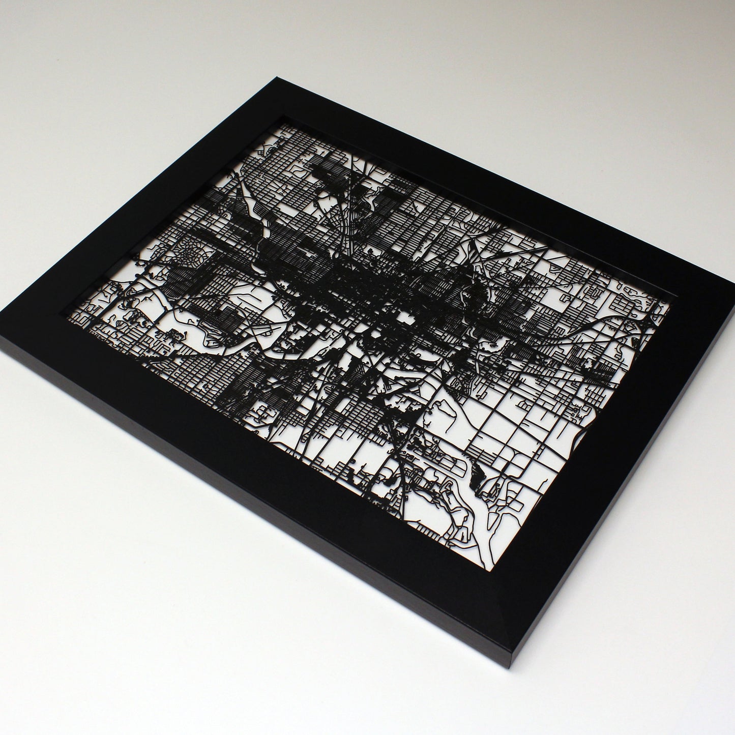 Indianapolis IN laser cut wall map - CarbonLight