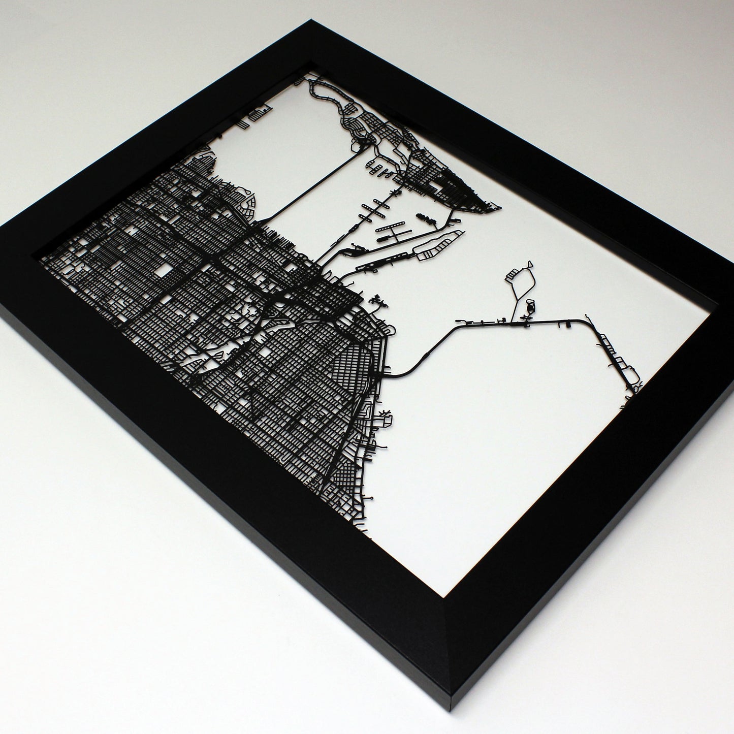 Miami FL laser cut wall map - CarbonLight