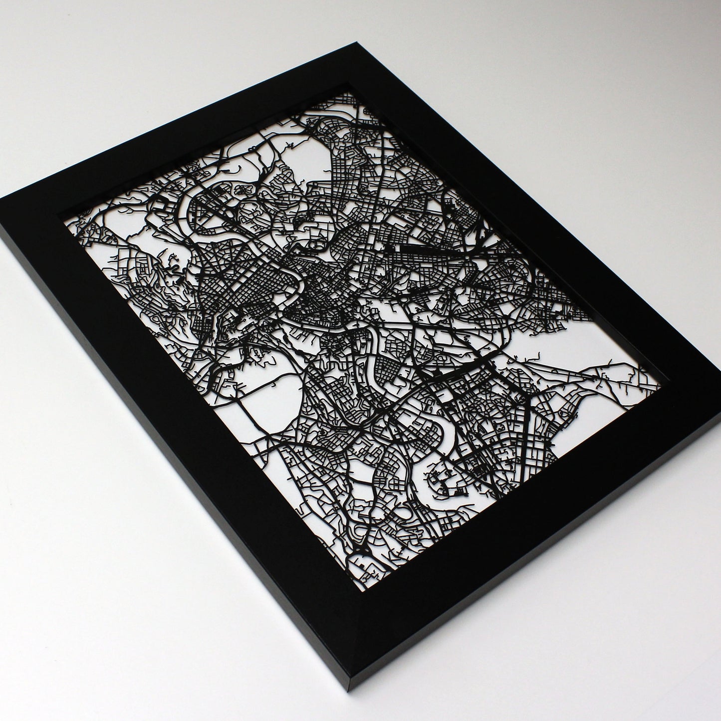 Rome Italy laser cut wall map - CarbonLight