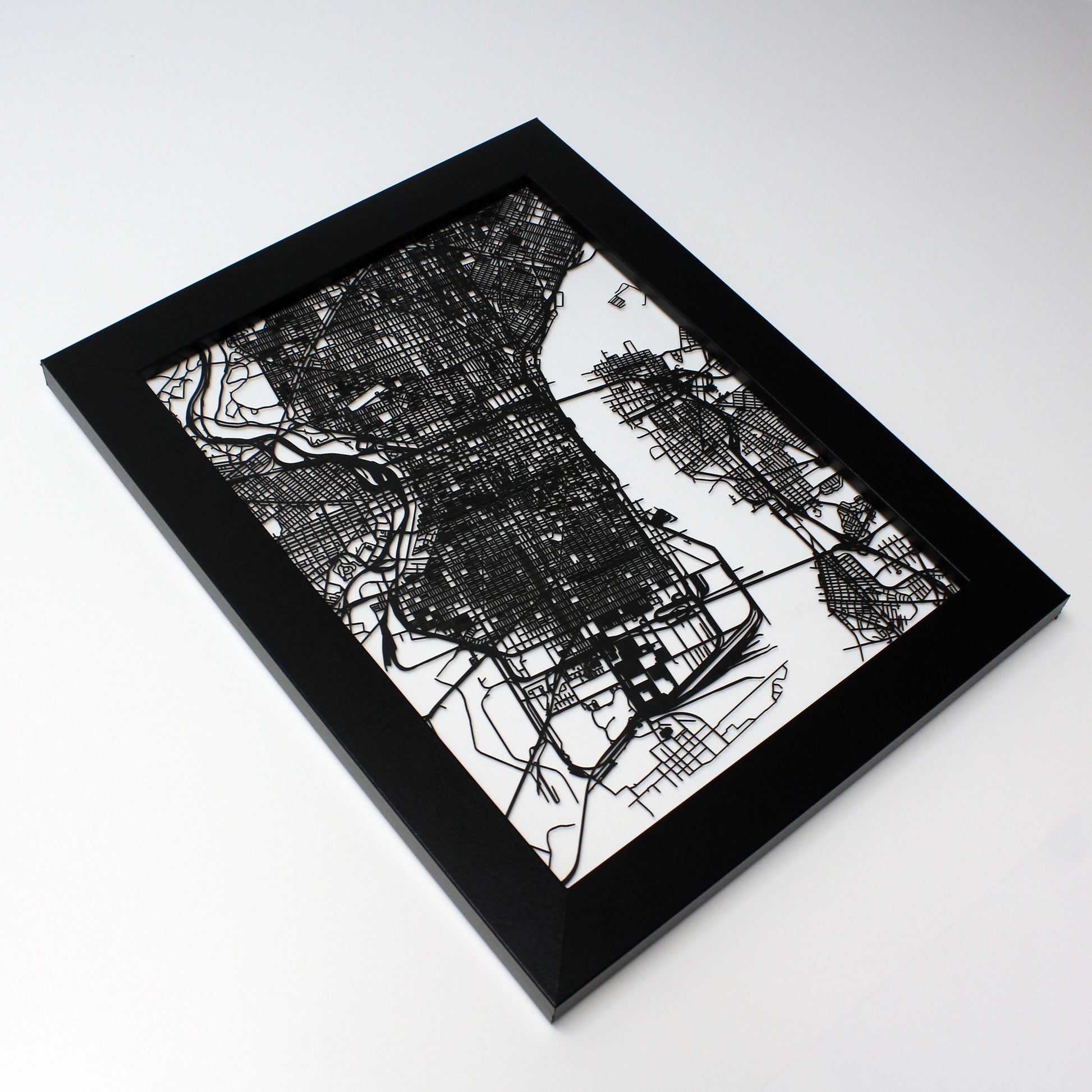 Philadelphia PA laser cut wall map - CarbonLight