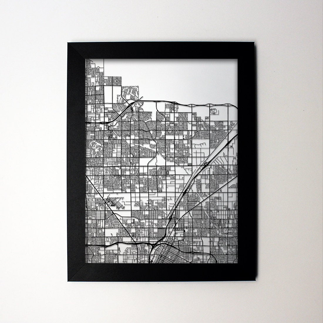 North Las Vegas NV framed laser cut map – CarbonLight Laser Cut Maps