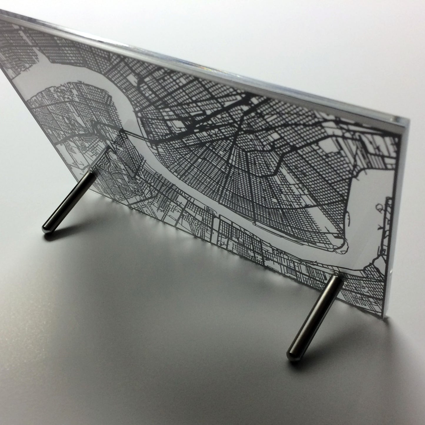 New Orleans LA laser cut desk map - CarbonLight
