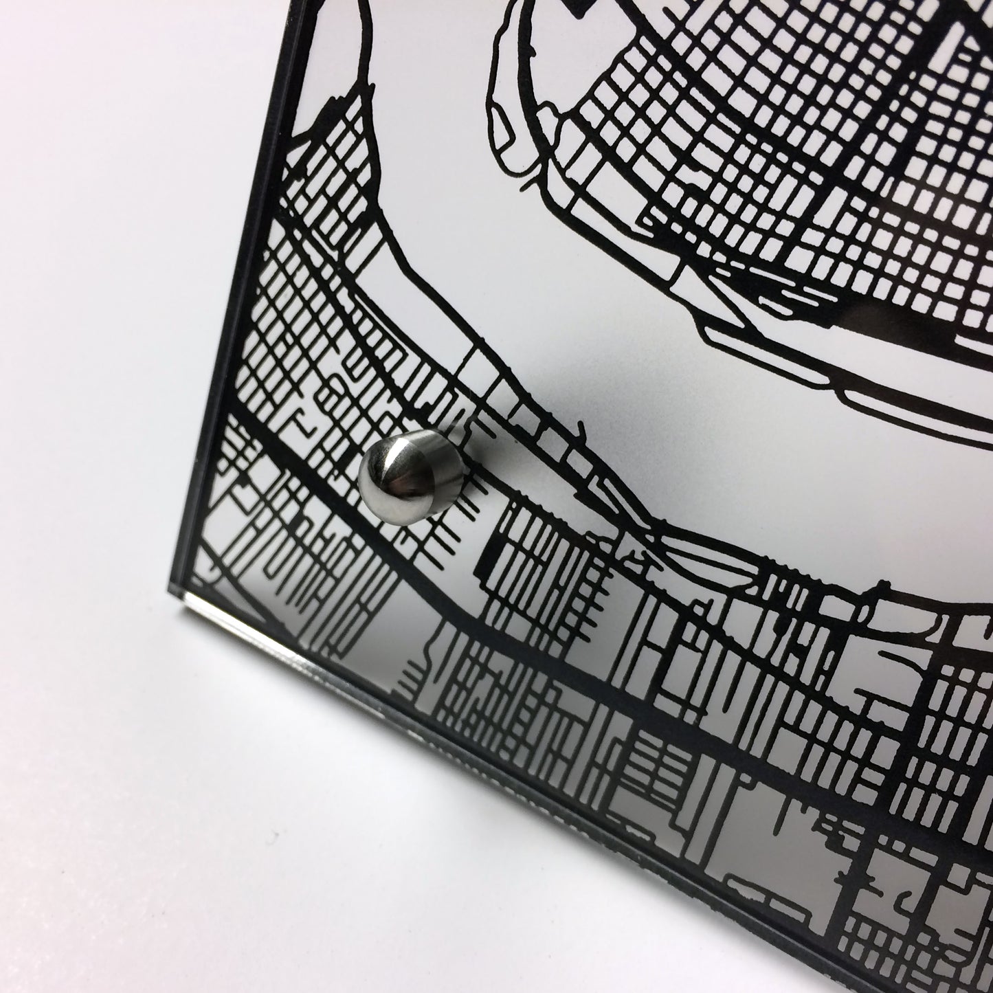 New Orleans LA laser cut desk map - CarbonLight