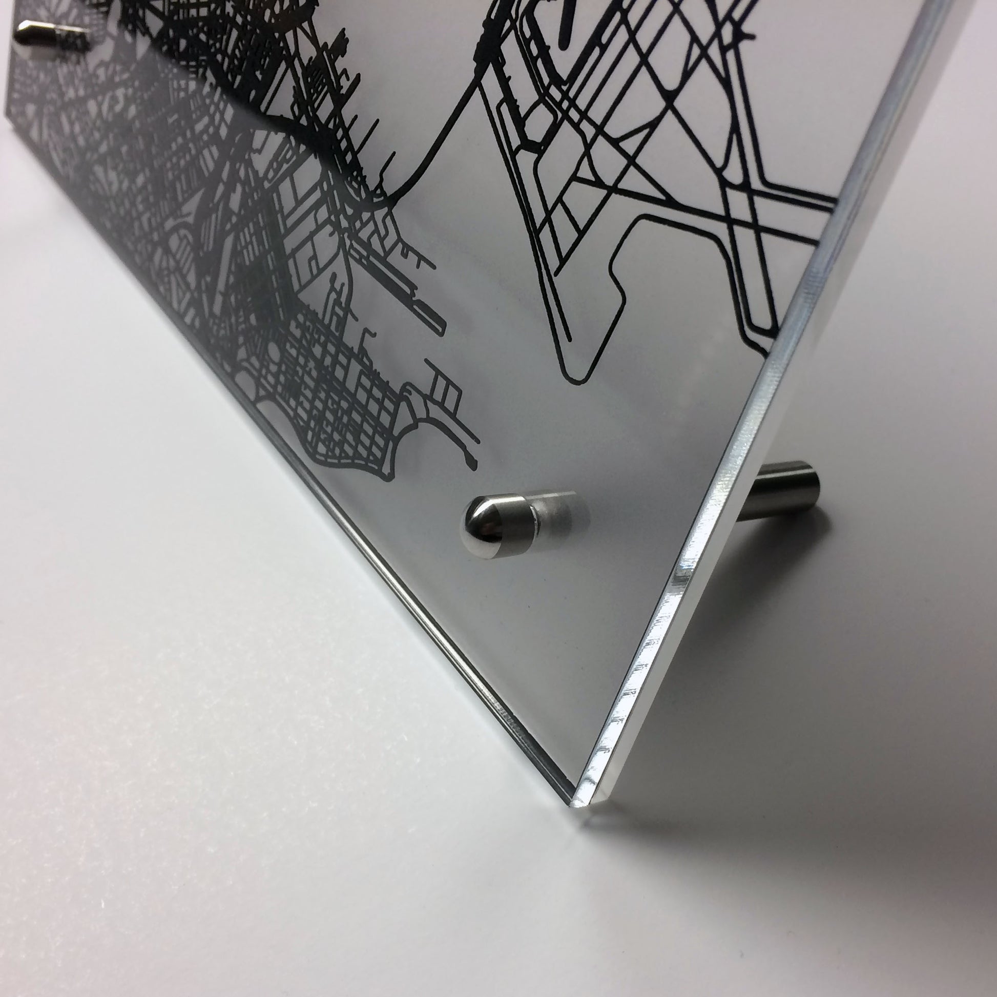 Boston laser cut desk map - CarbonLight