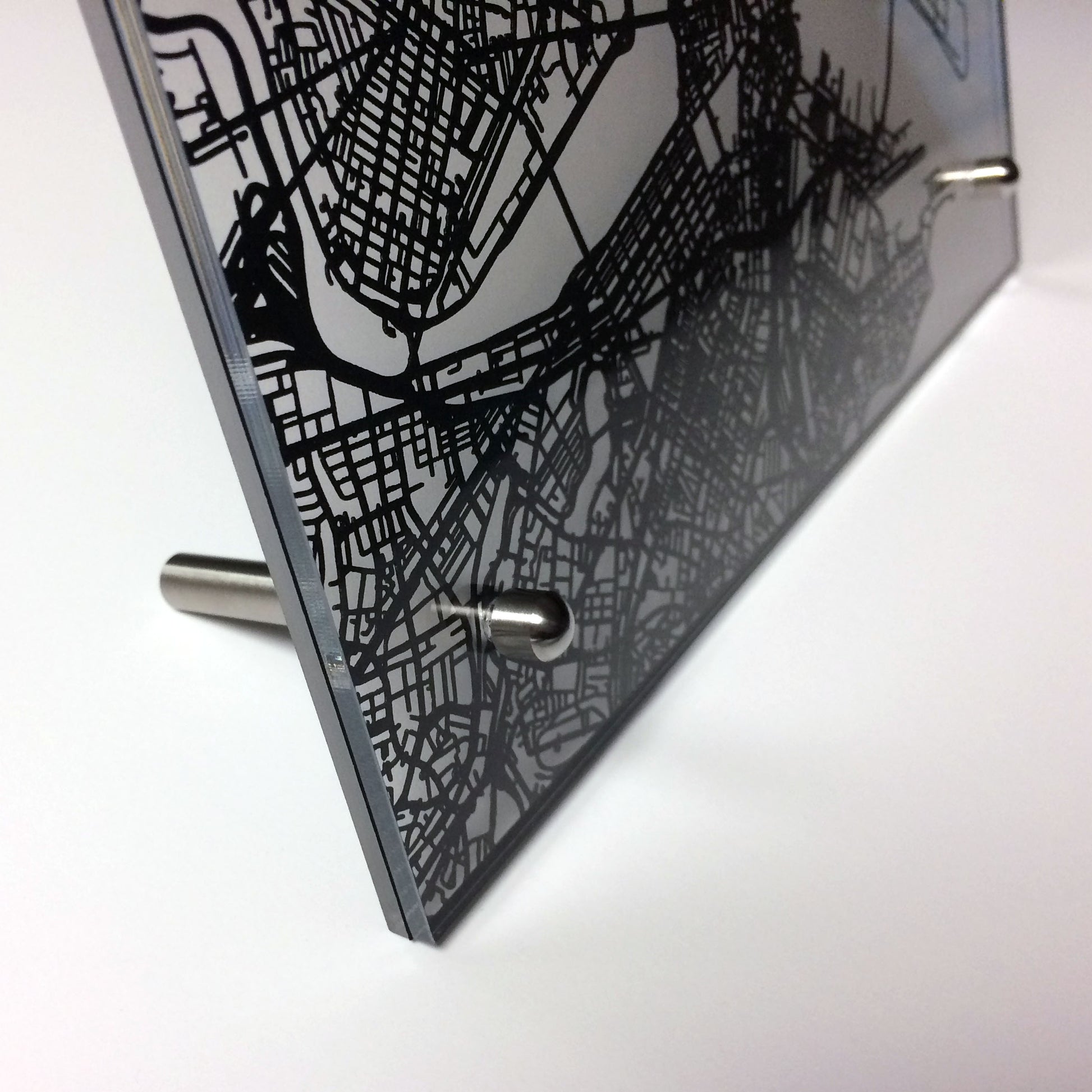 Boston laser cut desk map - CarbonLight