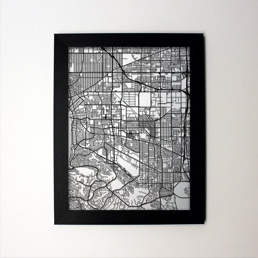 Torrence California framed laser cut map - CarbonLight