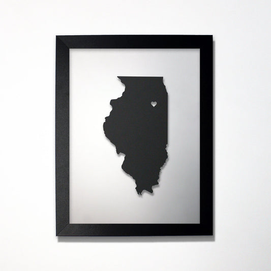 Illinois laser cut map - CarbonLight