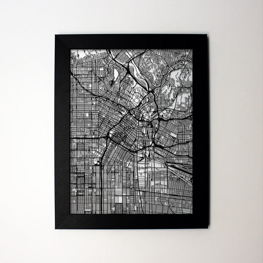 Los Angeles CA laser cut wall map - CarbonLight