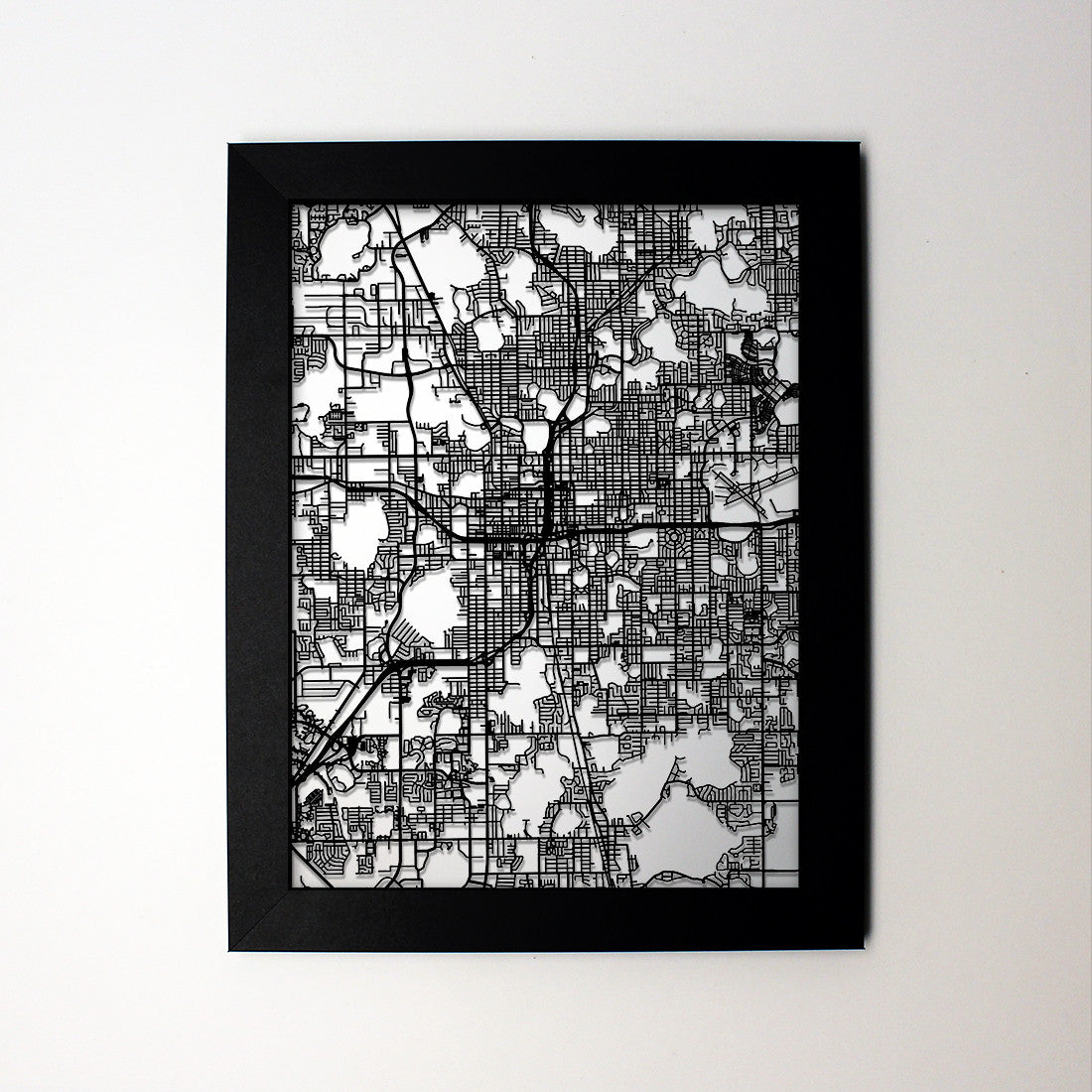 Orlando FL laser cut wall map - CarbonLight
